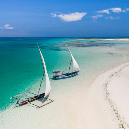 White sand beach of Pemba Island, Zanzibar. Tanzania. This sandbank is isolated and very quite, at the most used by fishermen to take a break. It is a paradise on Earth.